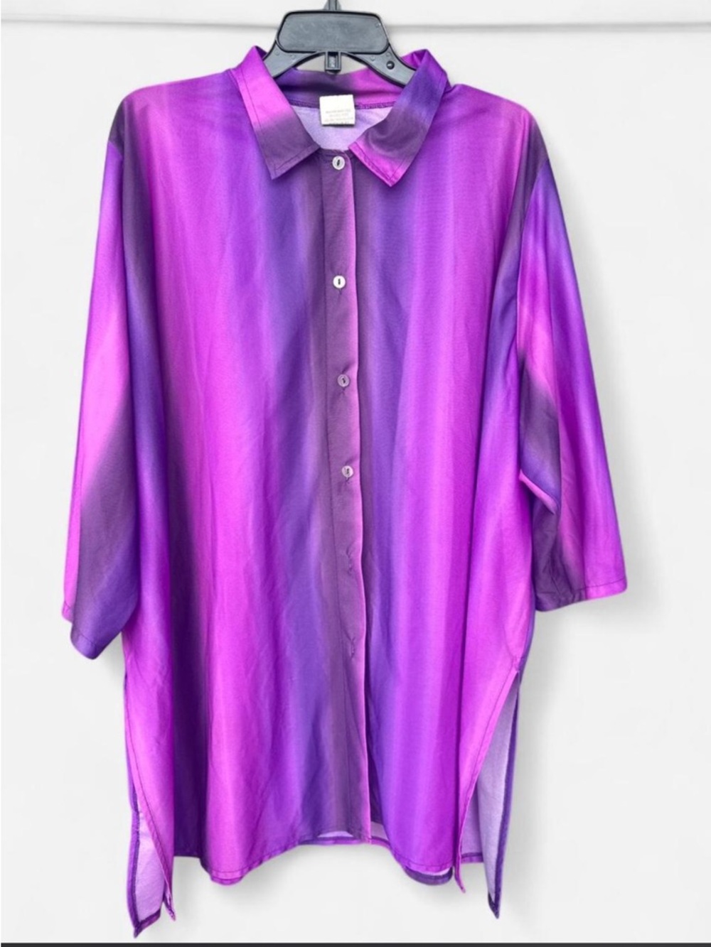 Vibrant Purple Ombre Button-Up Blouse